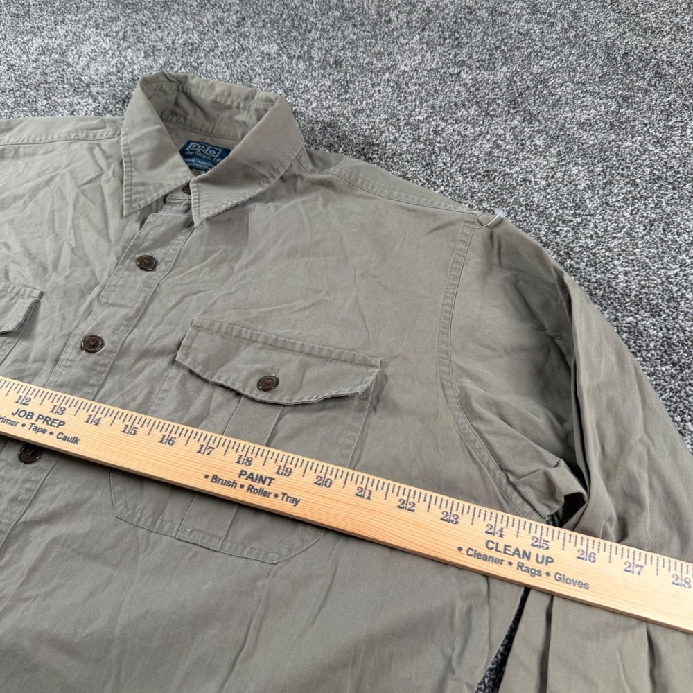 Polo Ralph Lauren Tobias Workshirt Large Tan Camp Cotton Utility Button Up - Picture 5 of 6